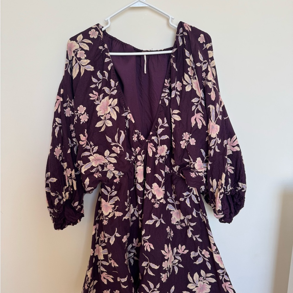 Free People Floral Purple Dress with Pink Accents